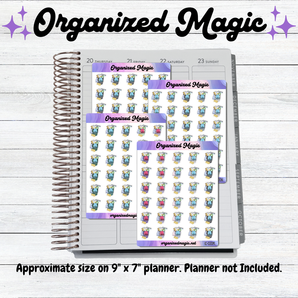 a spiral bound notebook with stickers on it