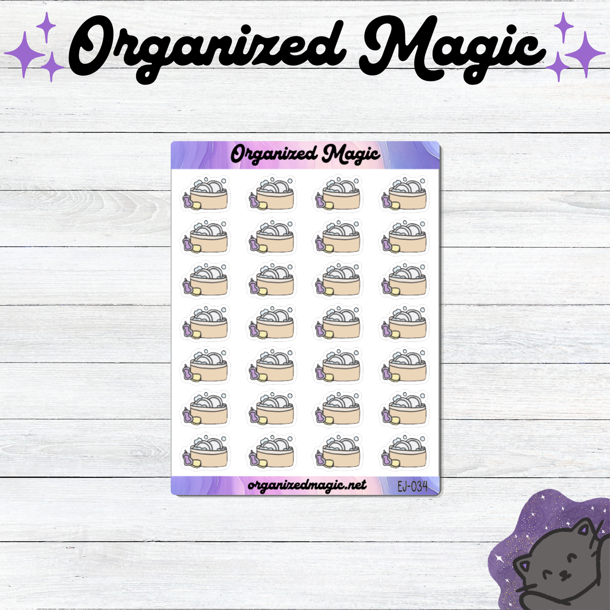 Doodle Dishes Planner Stickers, Chore Cleaning Tracker, Matte Weatherproof Sticker Paper