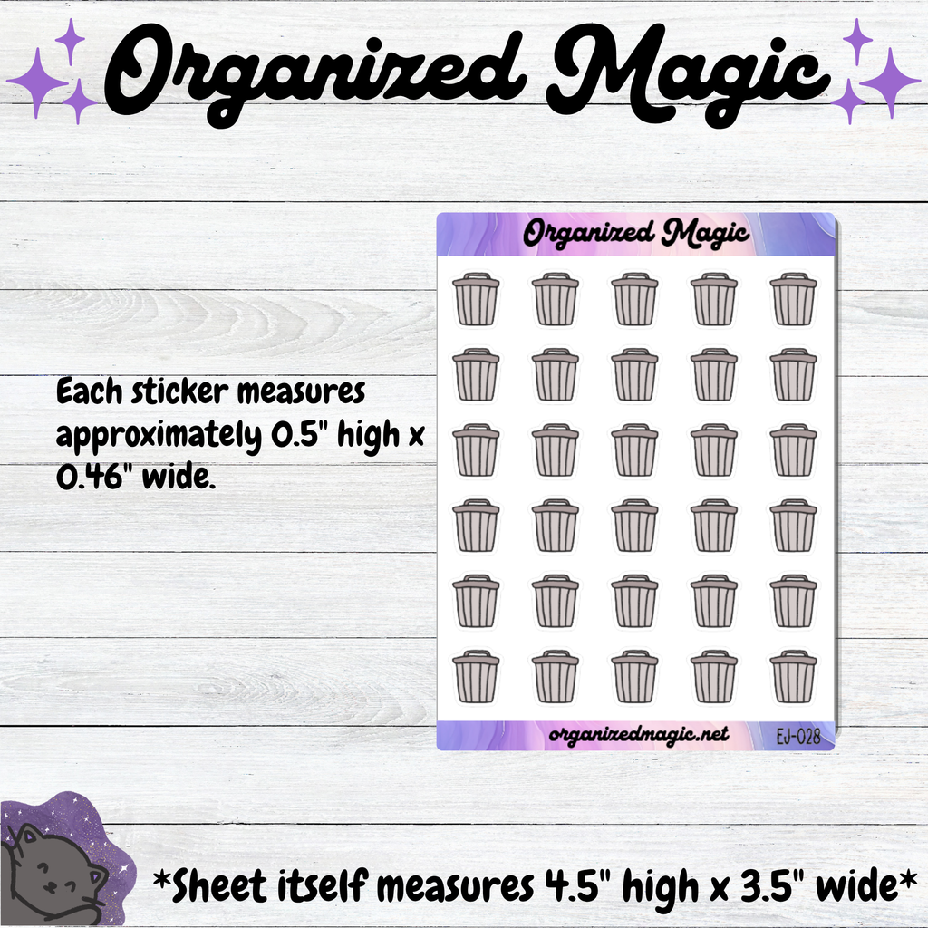 Trash Doodle Planner Stickers, Weatherproof Matte Chore Tracker