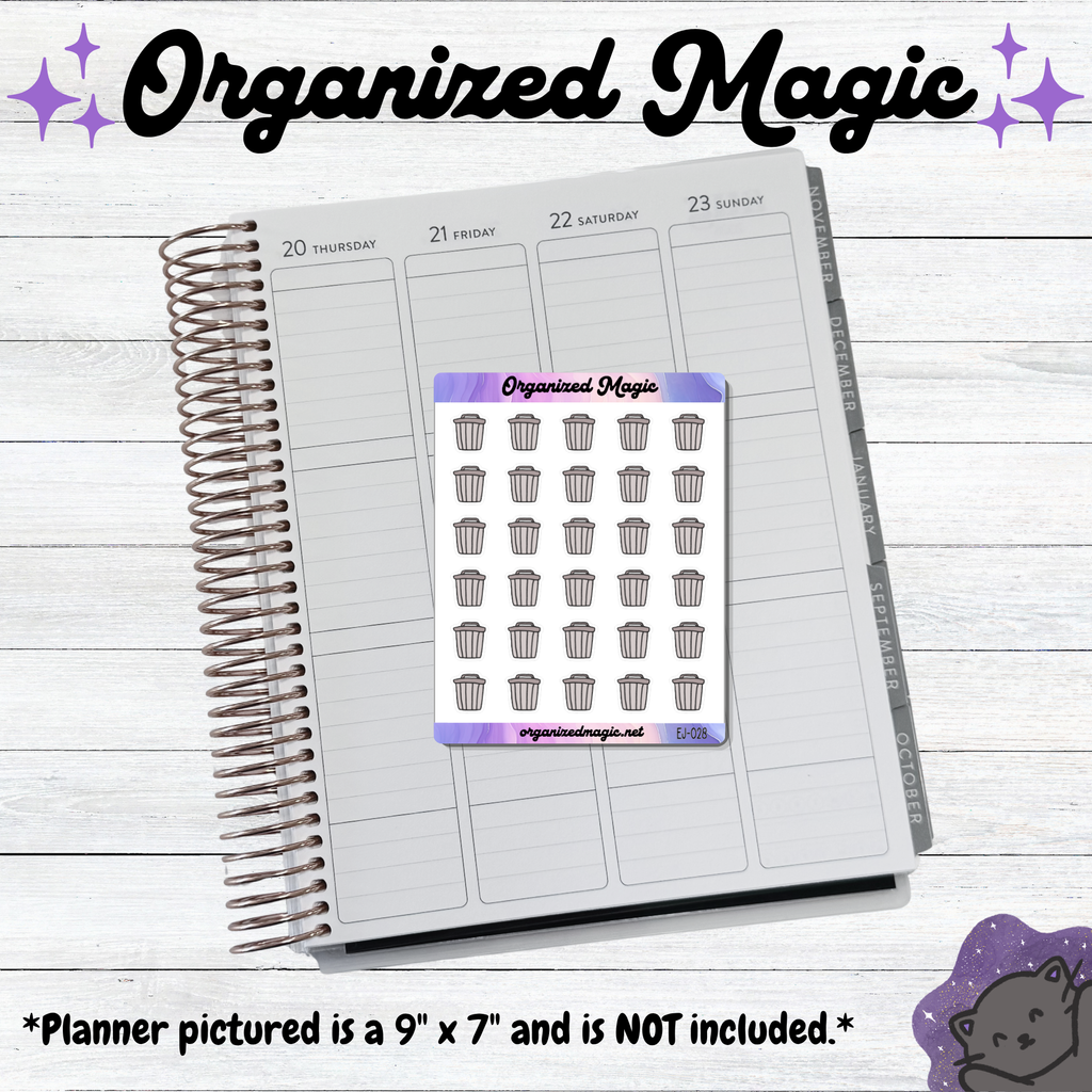 Trash Doodle Planner Stickers, Weatherproof Matte Chore Tracker