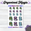 a sticker of cartoon dragons