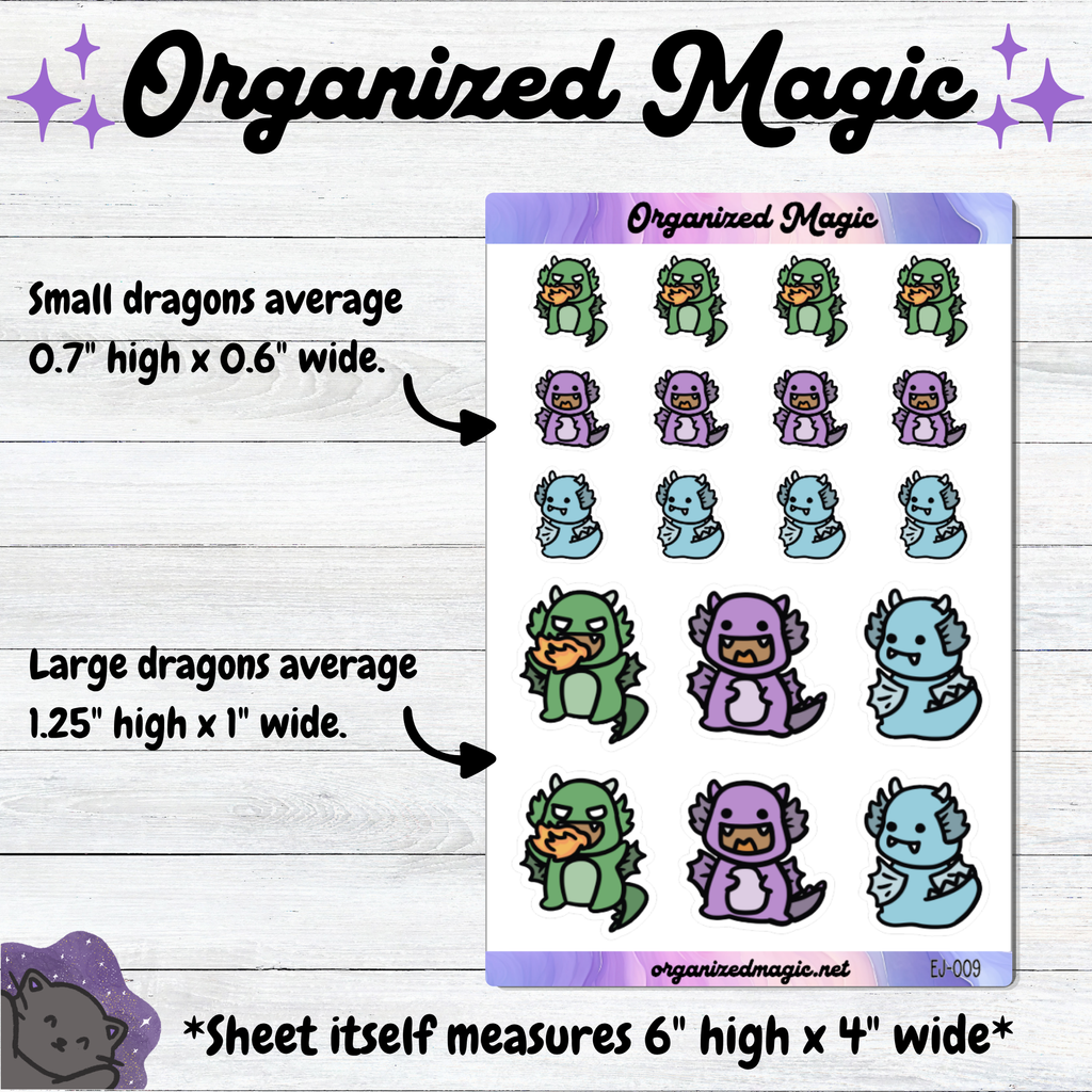 a sticker of cartoon dragons