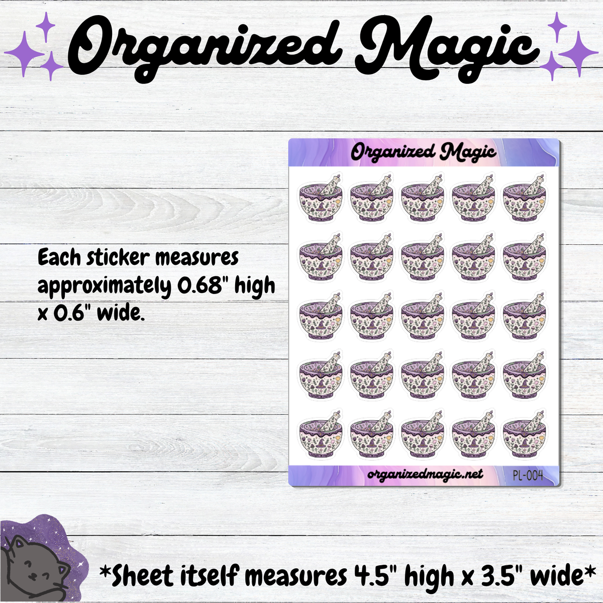 Mortar & Pestle Planner Stickers, Gardening Witch Weatherproof Matte Stickers, herbalist deco