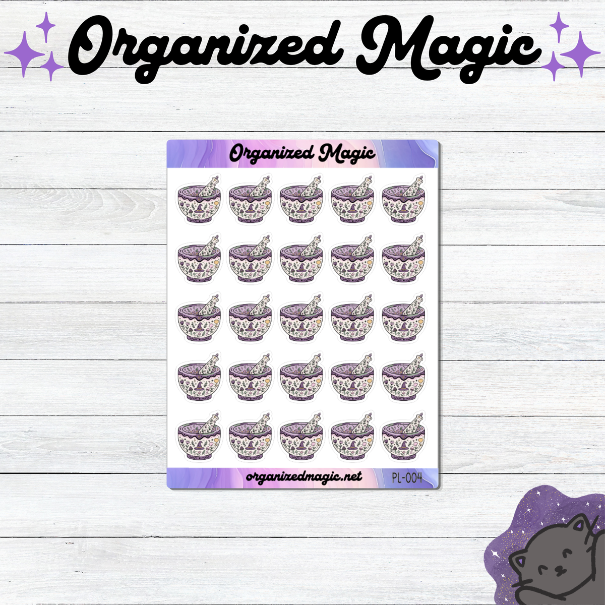 Mortar & Pestle Planner Stickers, Gardening Witch Weatherproof Matte Stickers, herbalist deco