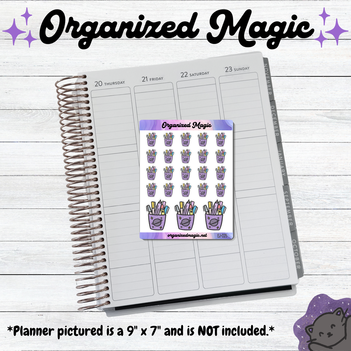 Doodle Pen Cup Planner Stickers, Hand Drawn Exclusive Art, Weatherproof Matte Planner Supplies