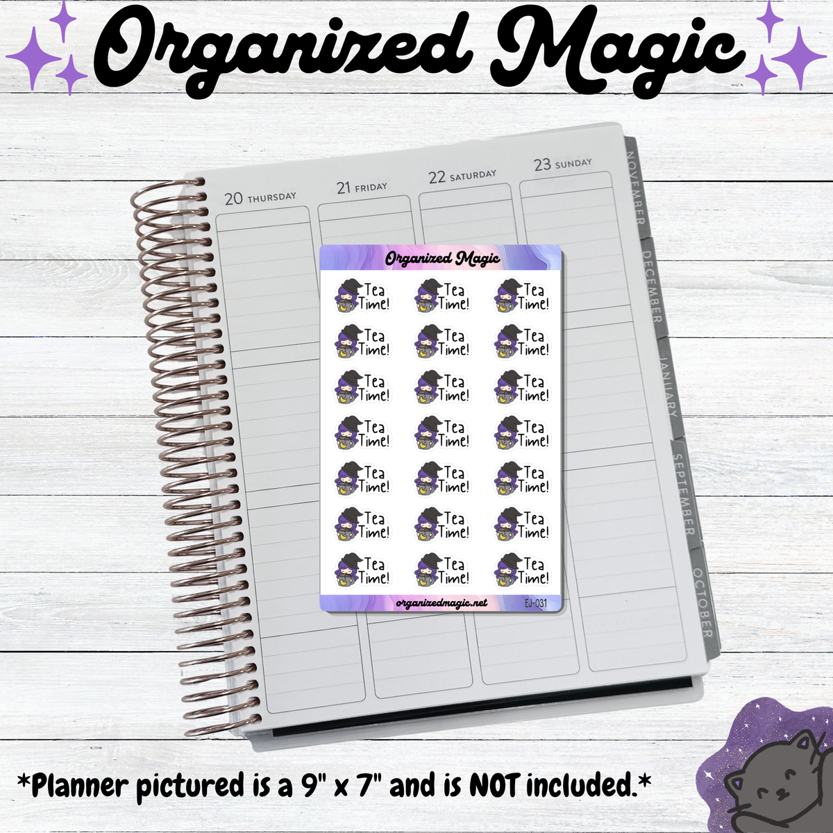 a notebook with a sticker on it
