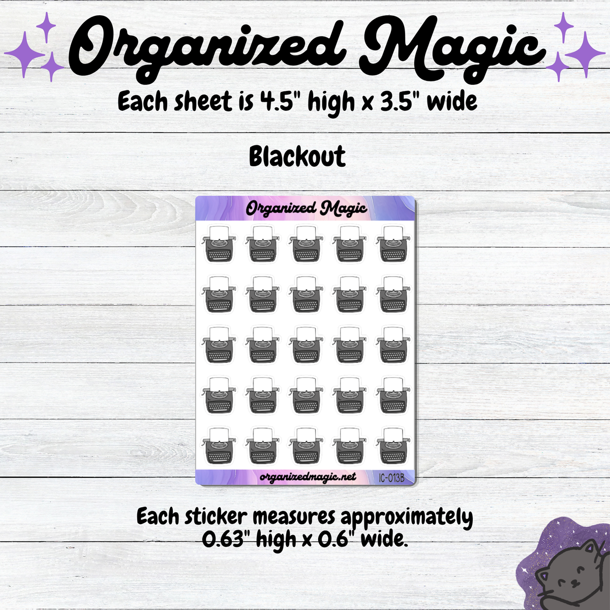 Typewriter planner stickers, Writing icon stickers