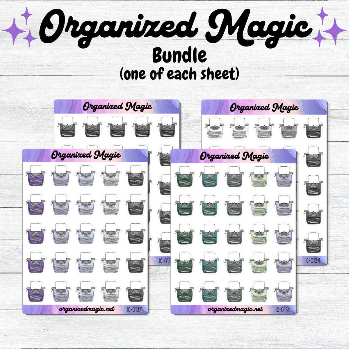 Typewriter planner stickers, Writing icon stickers
