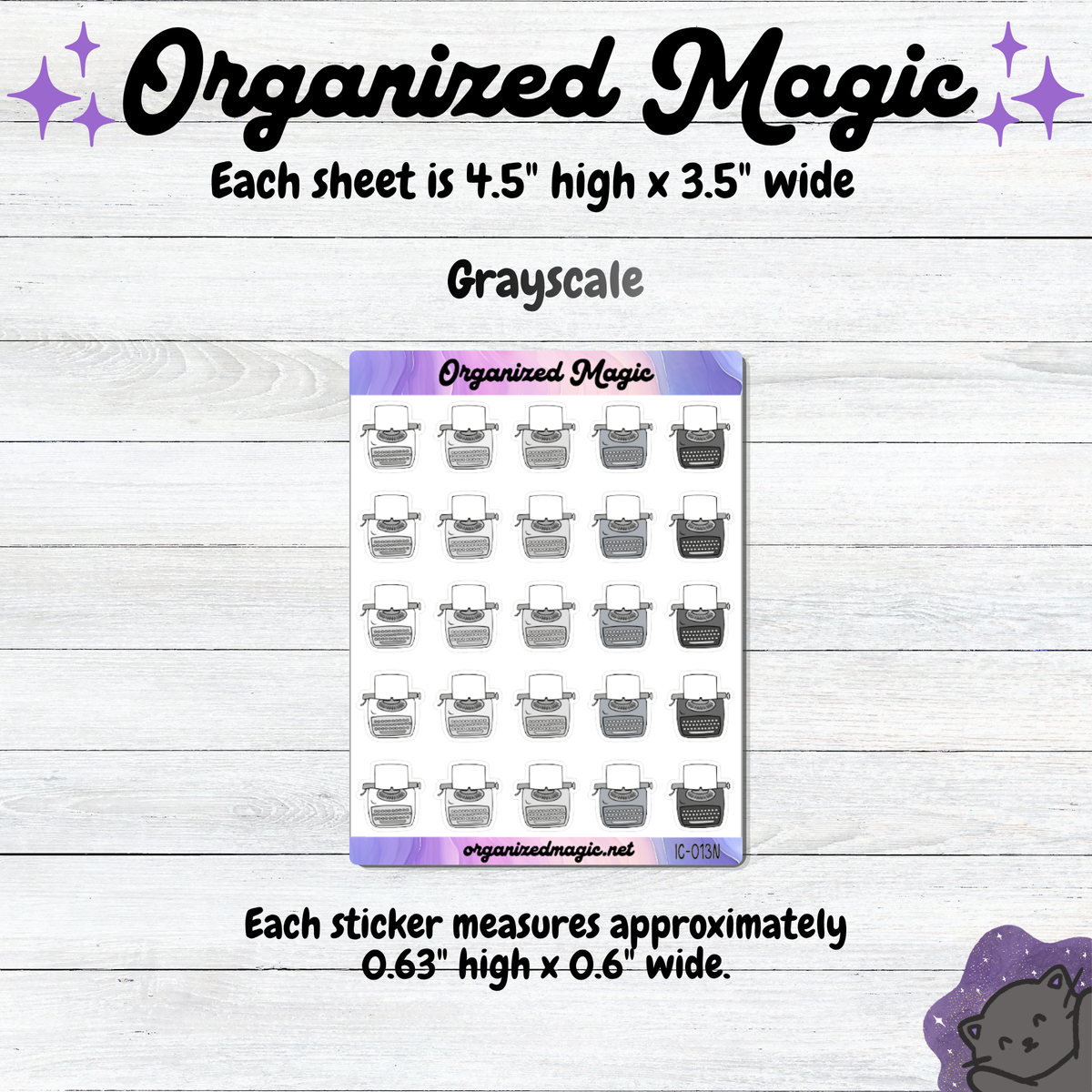 Typewriter planner stickers, Writing icon stickers