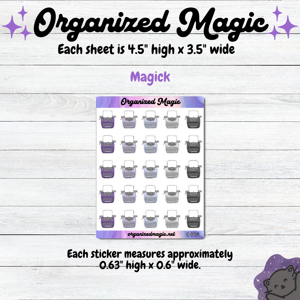 Typewriter planner stickers, Writing icon stickers