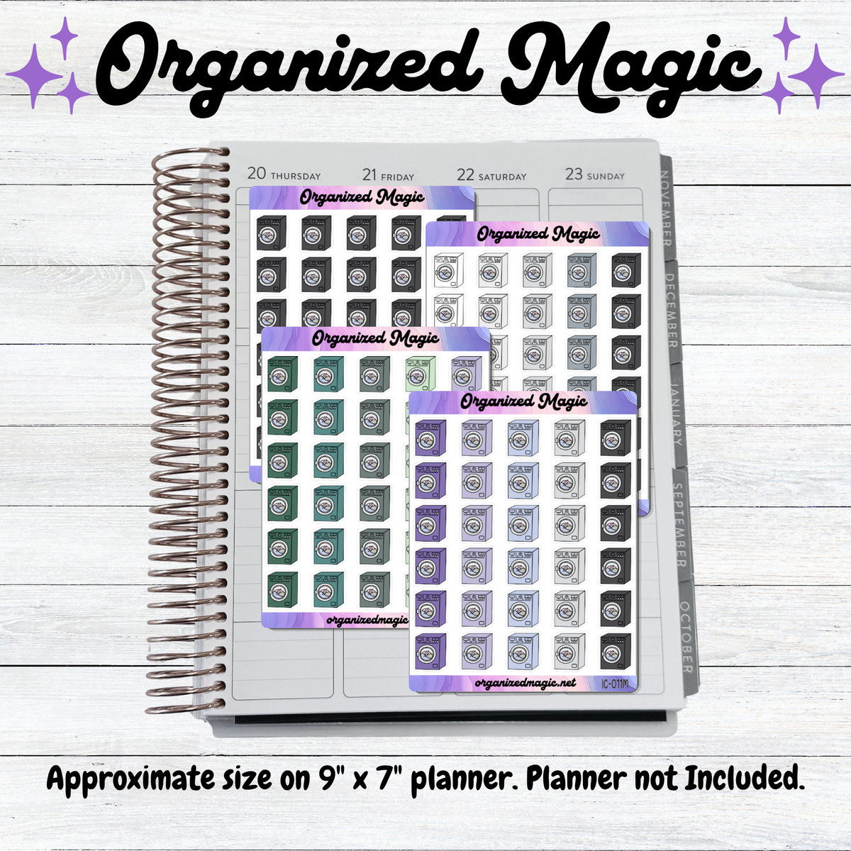Washing Machine planner stickers, Laundry icon stickers