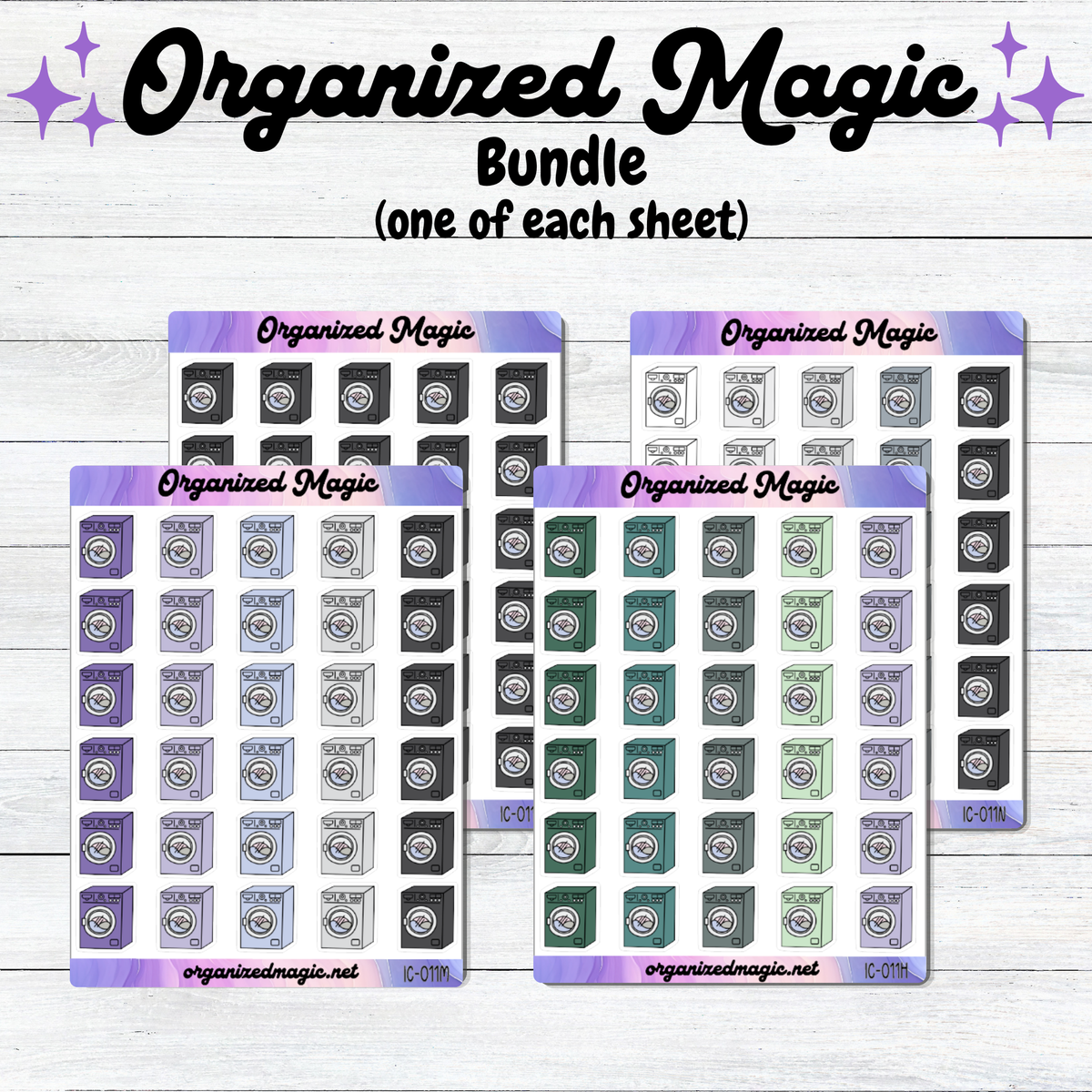 Washing Machine planner stickers, Laundry icon stickers