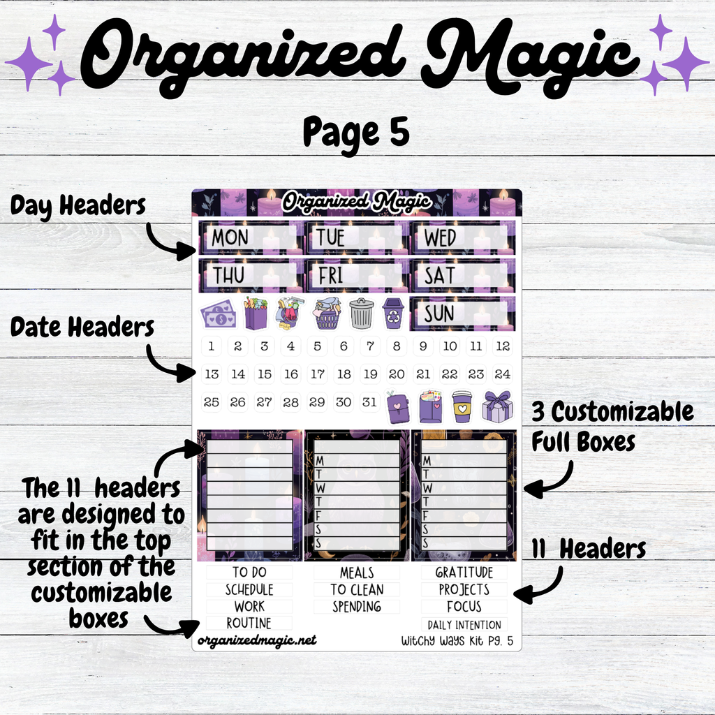 a calendar with text and symbols